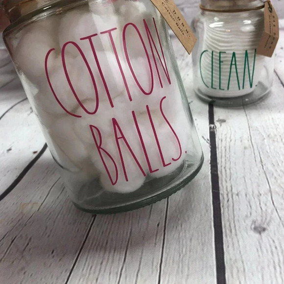 NWT Rae Dunn COTTON BALLS & CLEAN Jars - Picture 4 of 10